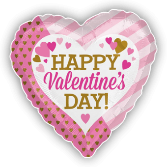 Happy Valentines Pink and Gold Hearts