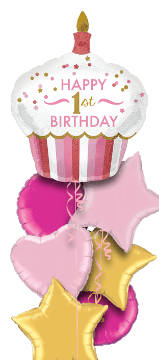 Pink 1st Birthday Giant Cupcake Balloon