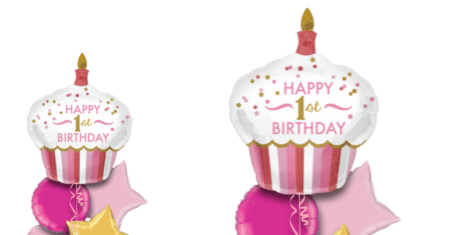 Pink 1st Birthday Giant Cupcake Balloon