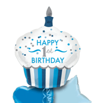 Blue 1st Birthday Giant Cupcake Balloon