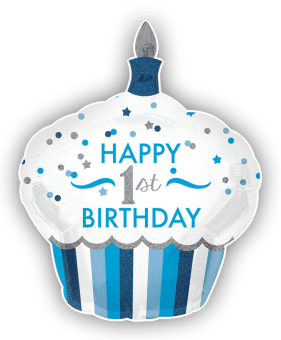 Blue 1st Birthday Giant Cupcake
