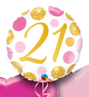 21 Pink and Gold Dots Balloon