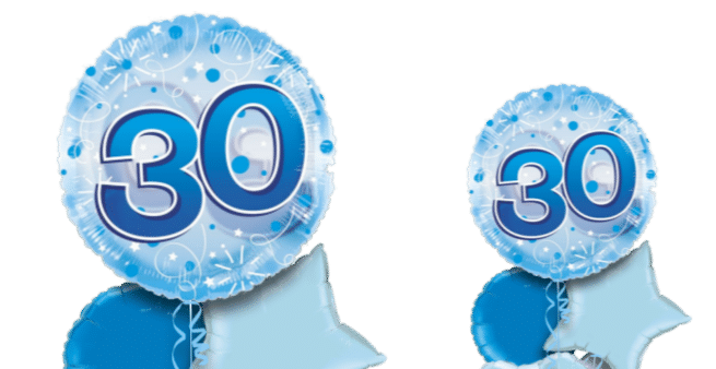 Jumbo Blue Streamers 30th Birthday Balloon