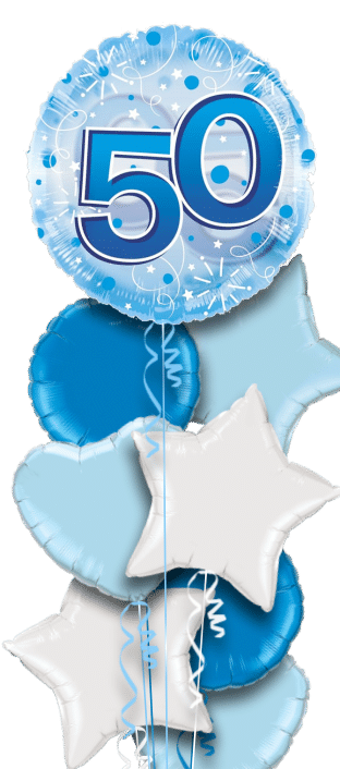 Jumbo Blue Streamers 50th Birthday Balloon