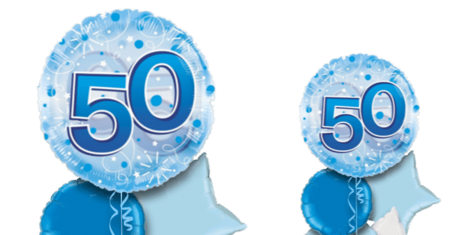 Jumbo Blue Streamers 50th Birthday Balloon