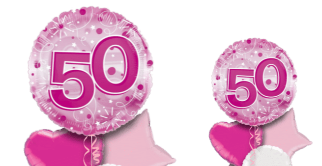 Jumbo Pink Streamers 50th Birthday Balloon