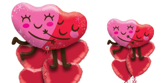 Hugging Smiling Hearts Balloon