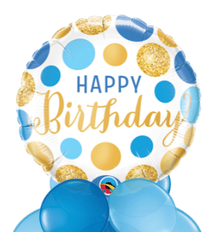 Birthday Blue and Gold Dots Balloon