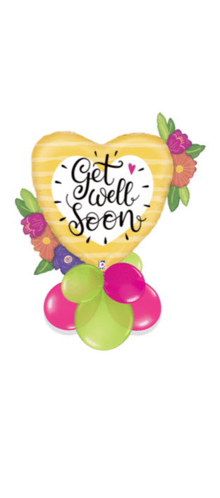 Get Well Big Heart and Flowers Balloon