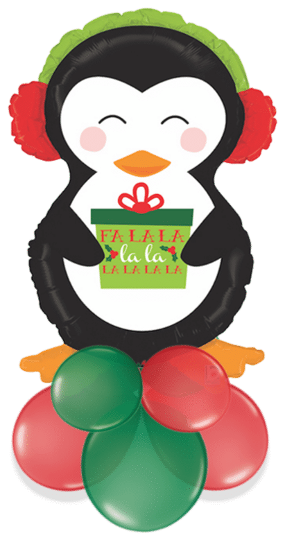 Christmas Penguin with Gift Air Filled Display