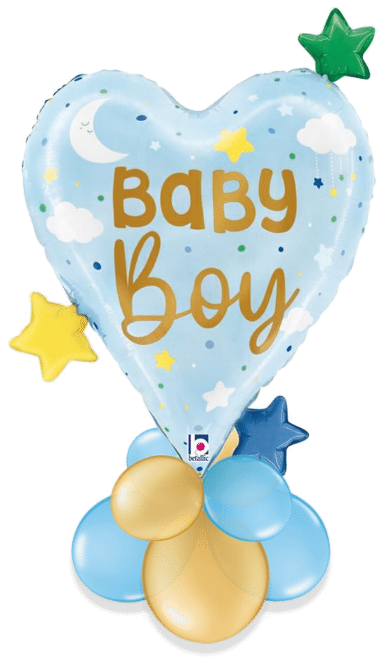 Baby Boy Heart and Stars Air Filled Display
