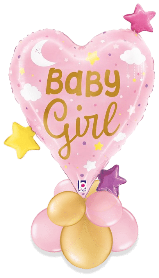 Baby Girl Heart and Stars Air Filled Display
