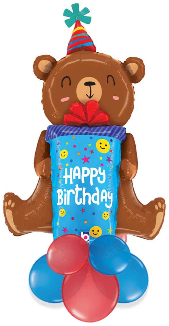 Birthday Bear with Present Air Filled Display
