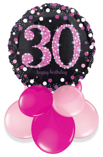 Pink Glimmer Confetti 30th Birthday Air Filled Display