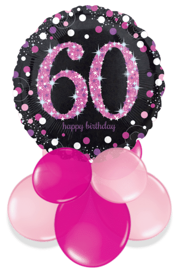 Pink Glimmer Confetti 60th Birthday Air Filled Display