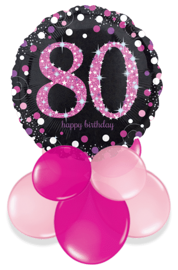 Pink Glimmer Confetti 80th Birthday Air Filled Display
