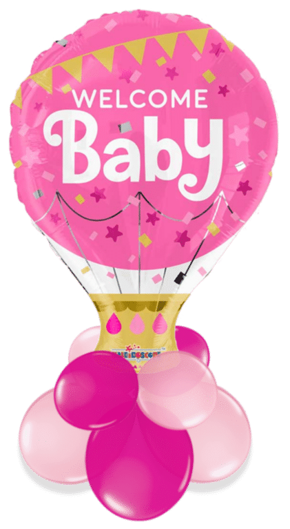 Welcome Baby Girl Hot Air Balloon Air Filled Display