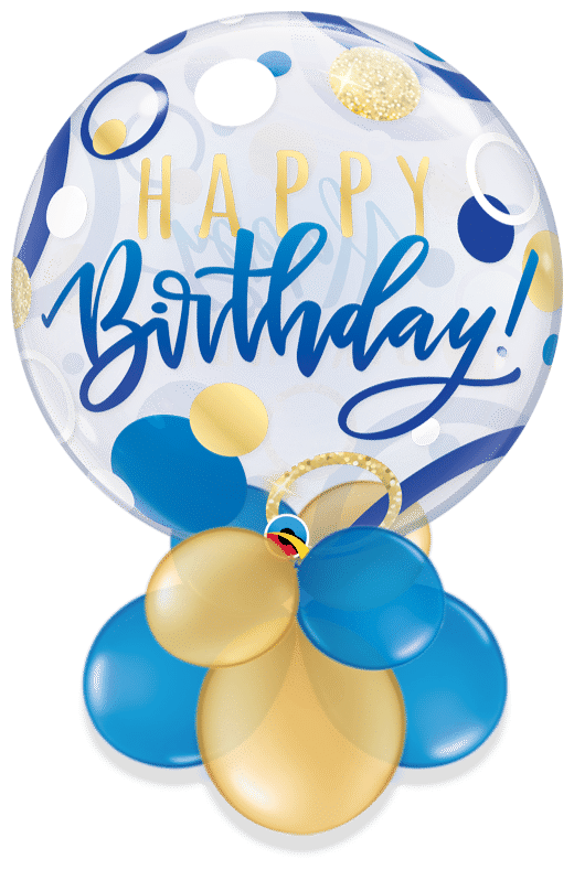 Birthday Blue and Gold Dots Bubble Air Filled Display