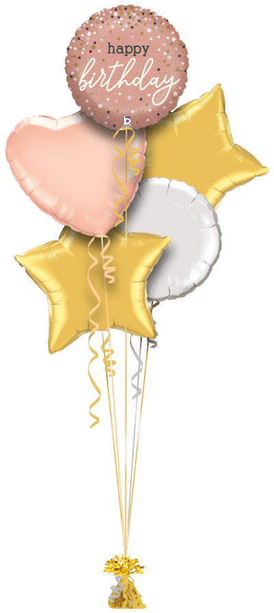 Birthday Rose Gold Sparkle Balloon Bunch