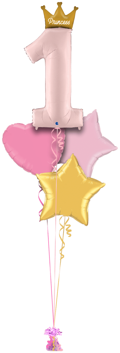 1st Birthday Princess Crown Balloon Bunch