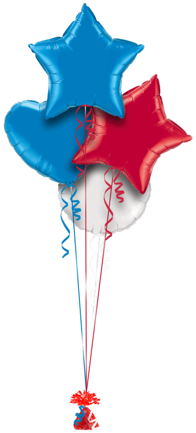  Red, White & Royal Blue Balloon Bunch