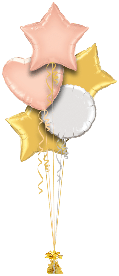 Rose Gold, Gold and Silver Balloon Bunch