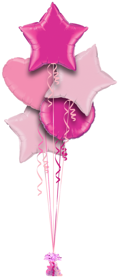Hot Pink, Rose Pink and Pale Pink Balloon Bunch