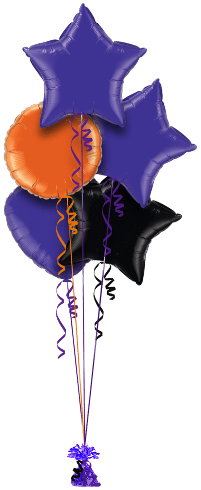 Purple, Orange and Black Balloon Bunch