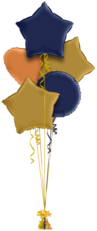 Navy,Gold and Caramel Balloon Bunch