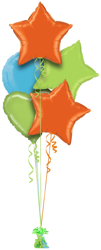 Orange, Lime and Turquoise Balloon Bunch