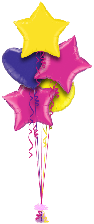 Yellow, Hot Pink and Purple Balloon Bunch