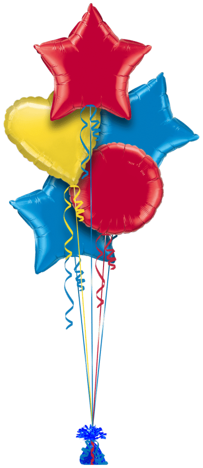 Red, Royal Blue and Yellow Balloon Bunch