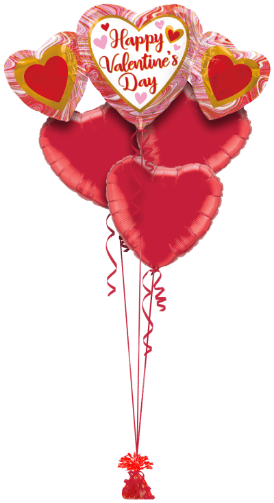 Valentines Heart Trio Balloon Bunch