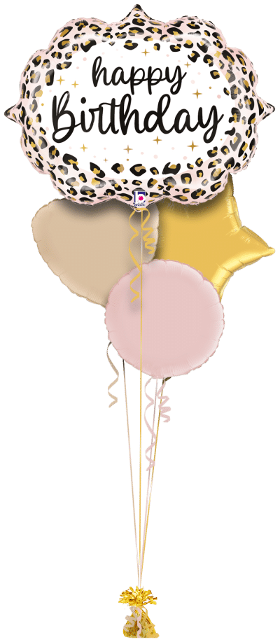 Satin Leopard Birthday Balloon Bunch