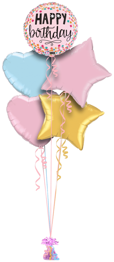 Birthday Pink Confetti Balloon Bunch