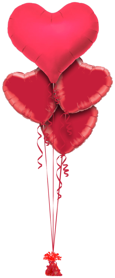 Long Life Blushing Red Heart Balloon Bunch