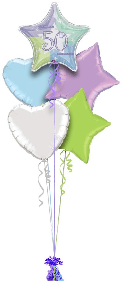 50th Birthday Star Balloon Bunch