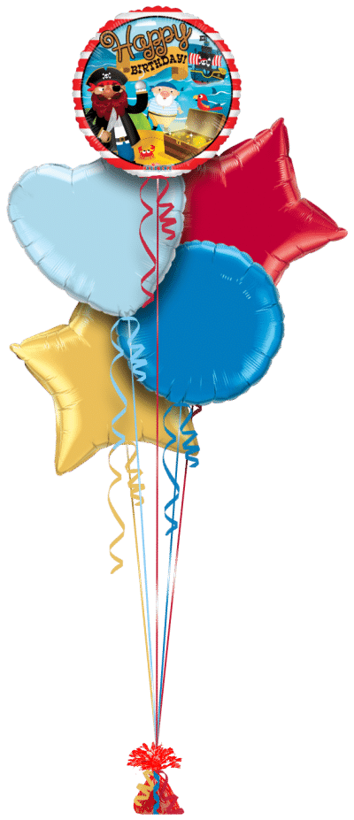Birthday Pirate Treasure Stripes Balloon Bunch