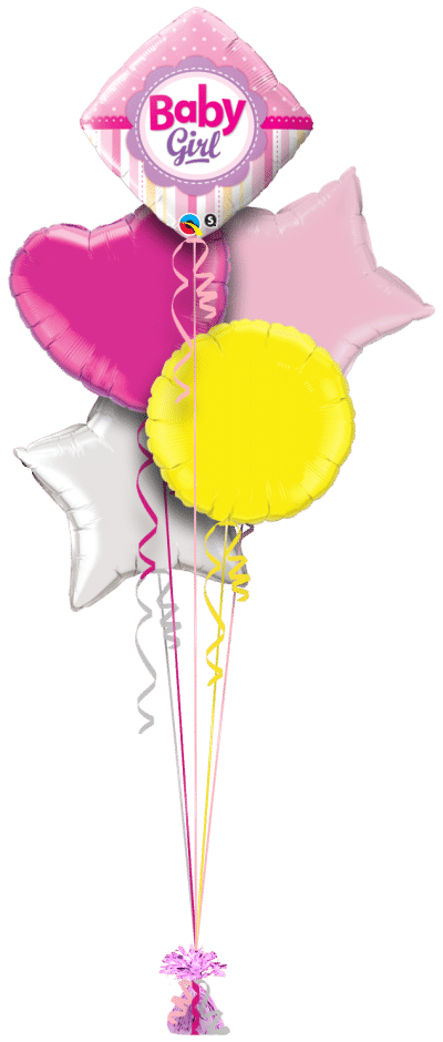 Baby Girl Dots and Stripes Balloon Bunch