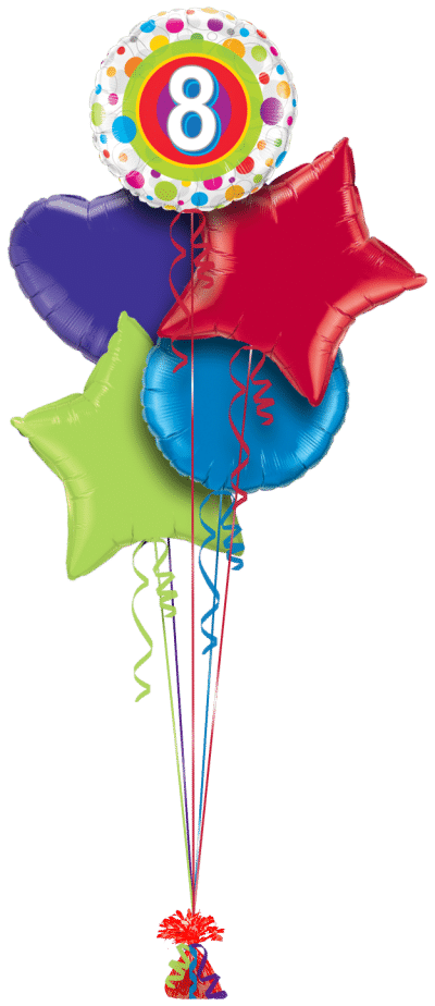 Spots 8th Birthday Balloon Bunch