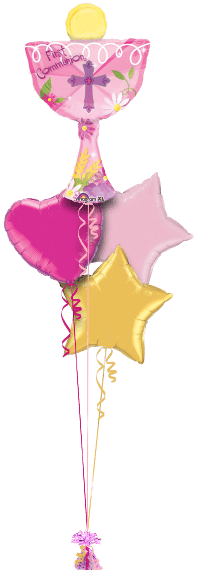 1st Communion Pink Chalice Balloon Bunch