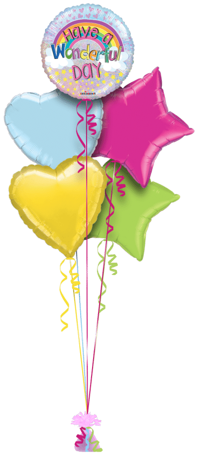 Have a Wonderful Day Rainbow Balloon Bunch