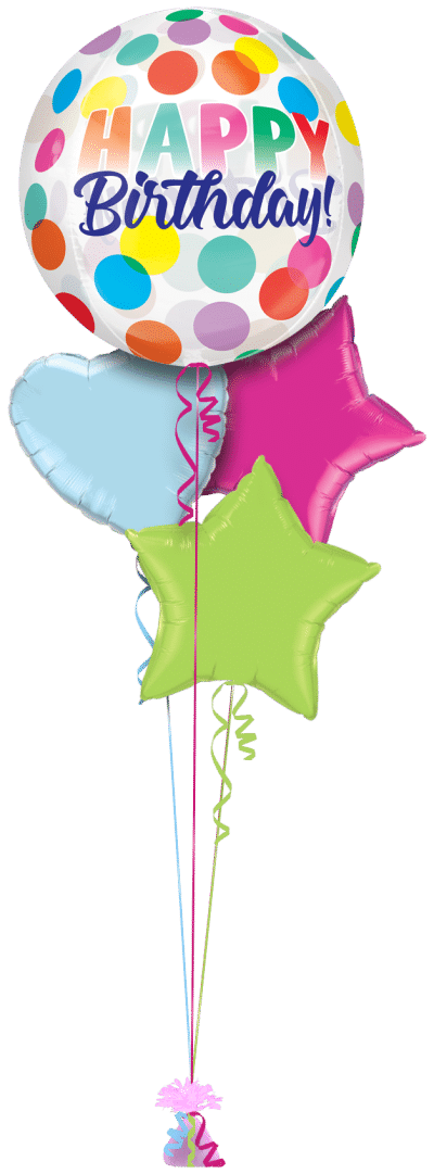 Happy Birthday Big Dots Orbz Balloon Bunch
