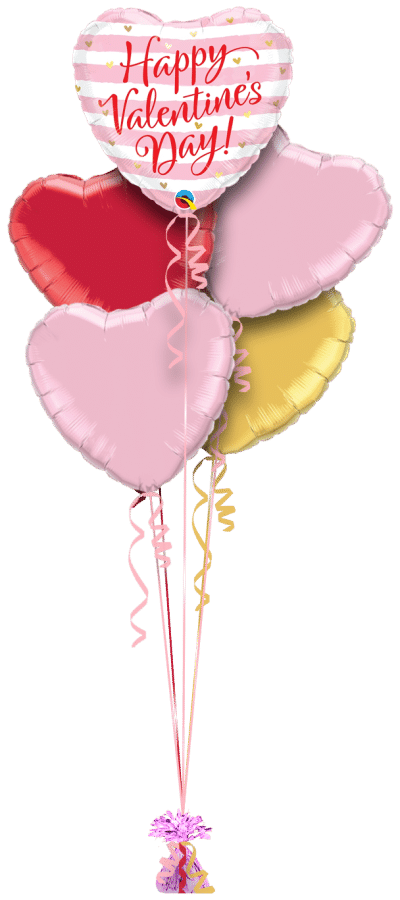 Valentines Stripes Balloon Bunch