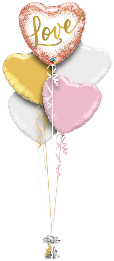 Love Rose Gold Glitter Balloon Bunch