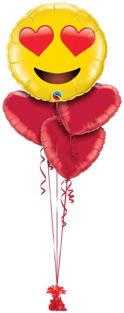 Jumbo Heart Eye's Emoji Balloon Bunch