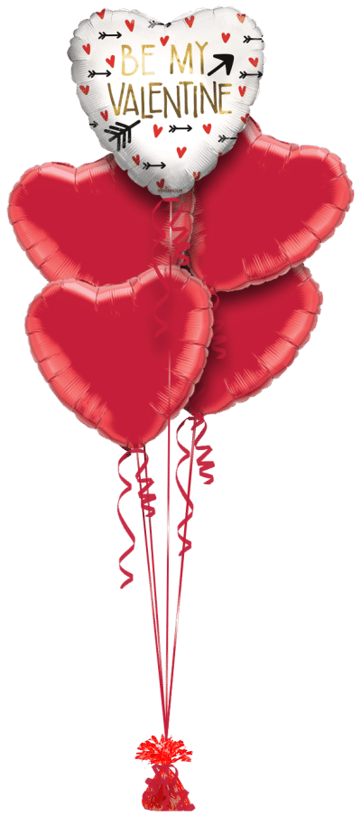 Be My Valentine Hearts and Arrows Balloon Bunch