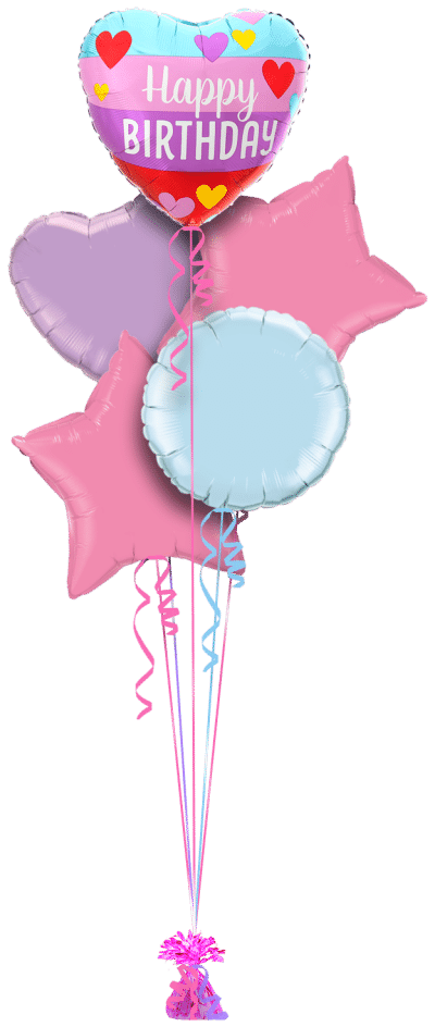 Birthday Hearts Balloon Bunch