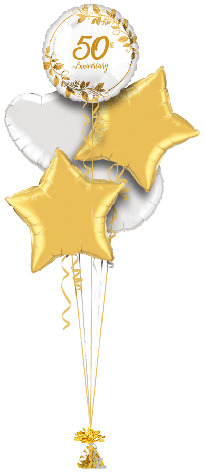 50th Anniversary Gold Balloon Bunch