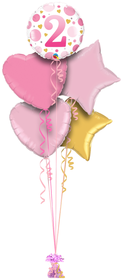 2nd Birthday Pink Dots Balloon Bunch